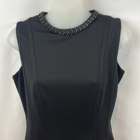 Karl Lagerfeld Paris Sleeveless Black A-Line Dress with Chain‎ Detail Size 4 - Picture 3 of 12